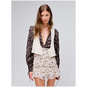 For Love and Lemons Carson Corduroy Vest Cream Women Small NWT Button Front